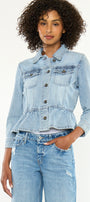 Marilou Peplum Denim Jacket – Button Down Flare Fit - Official Kancan USA