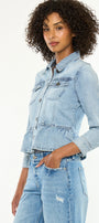 Marilou Peplum Denim Jacket – Button Down Flare Fit - Official Kancan USA