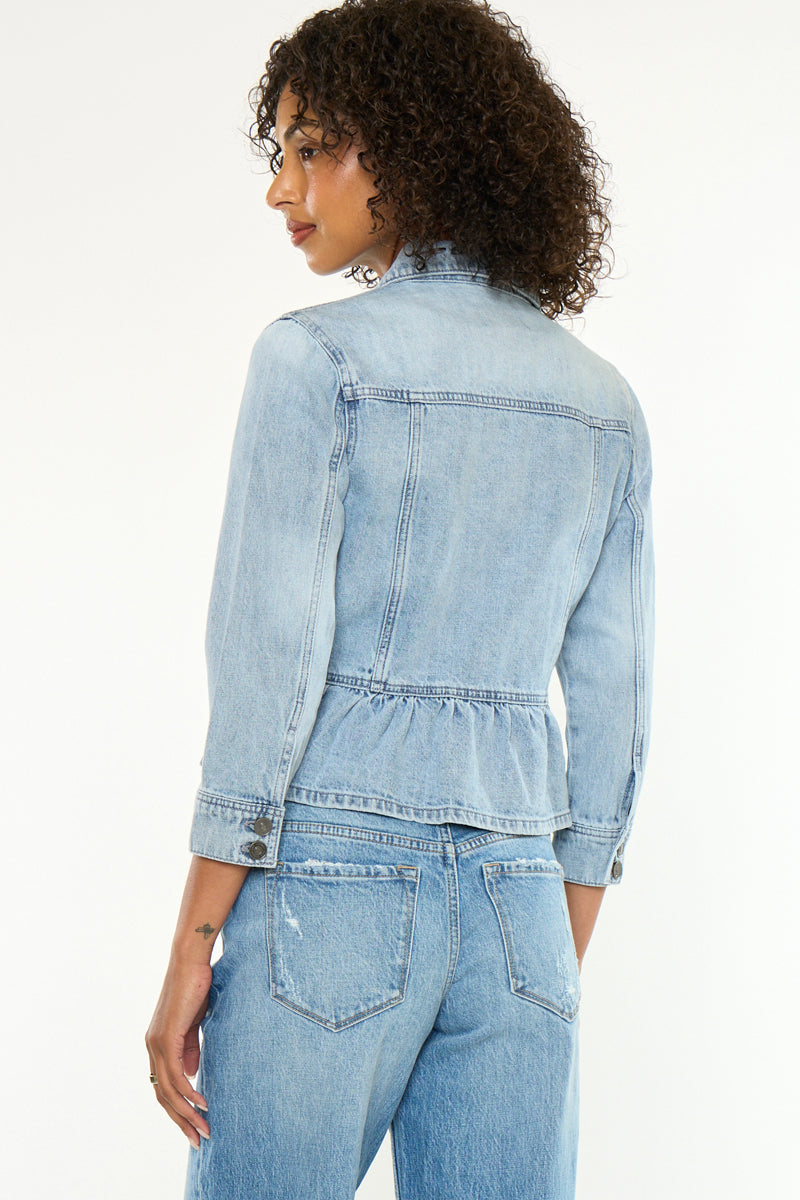 Marilou Peplum Denim Jacket – Button Down Flare Fit - Official Kancan USA