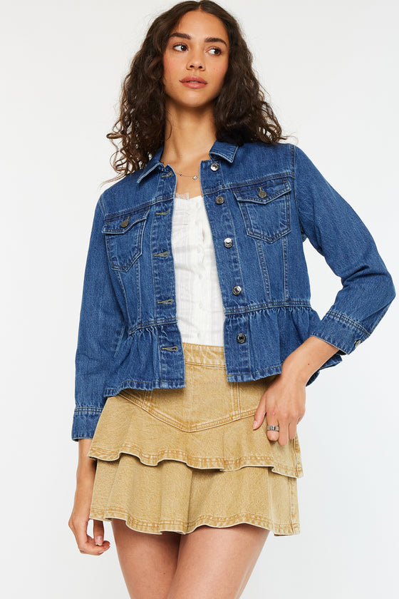 Marilou Peplum Denim Jacket - Official Kancan USA