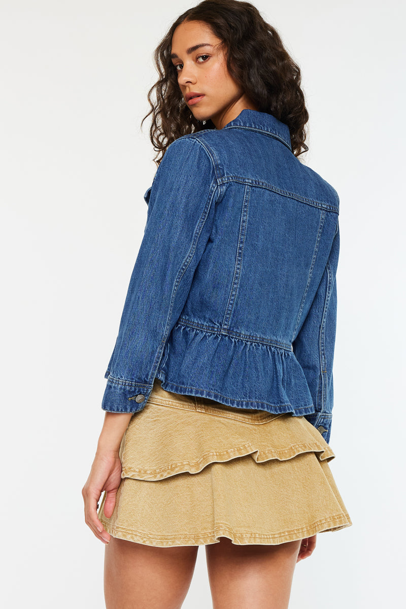 Marilou Peplum Denim Jacket – Kancan USA