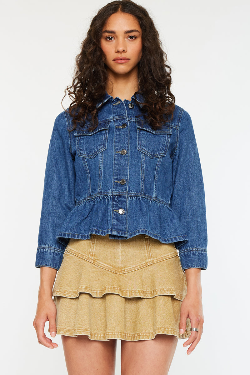 Marilou Peplum Denim Jacket – Kancan USA