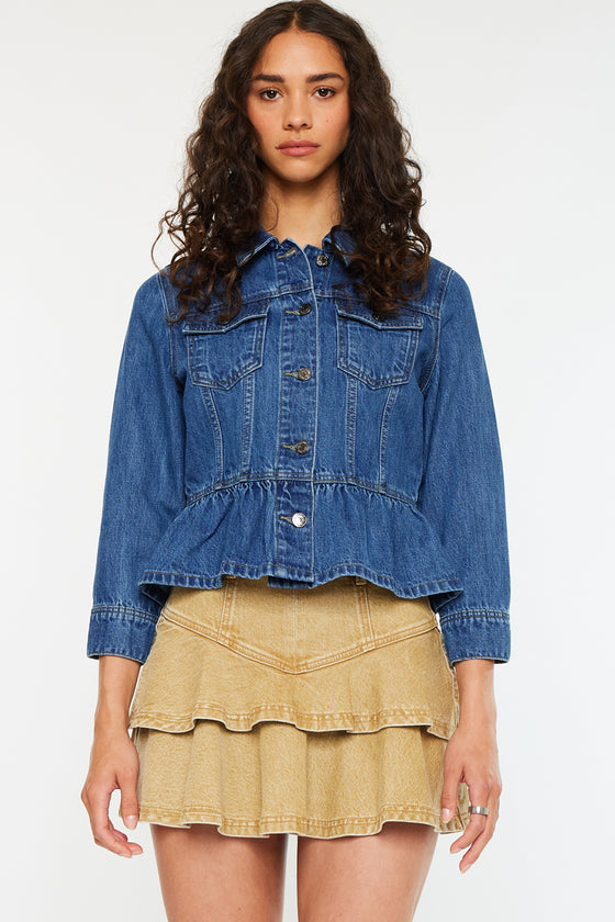 Marilou Peplum Denim Jacket - Official Kancan USA