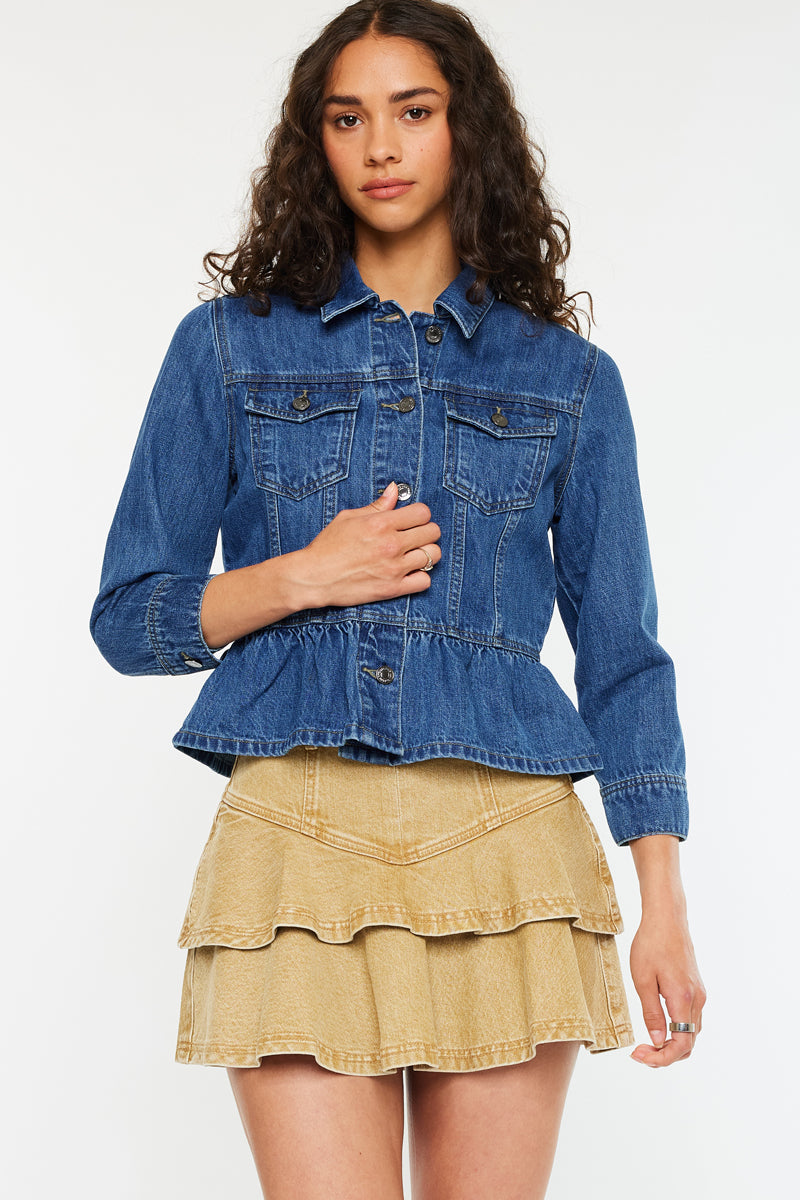 Marilou Peplum Denim Jacket | Flattering Chic Fit – Kancan USA