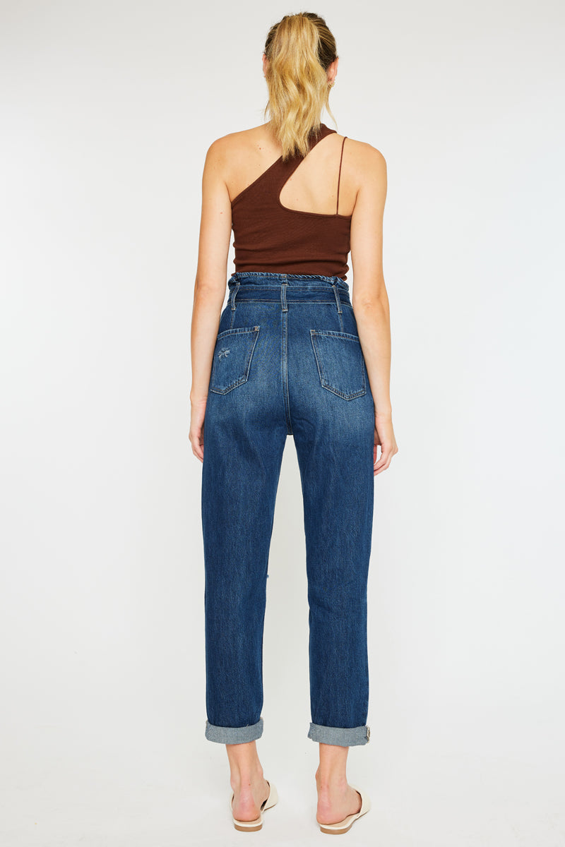 Ilena Ultra High Rise Belted Paperbag Mom Jeans - Official Kancan USA