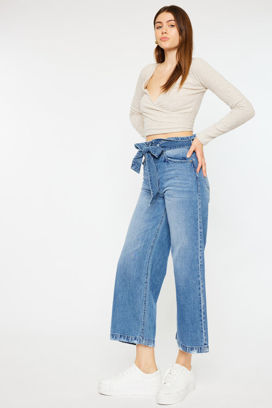 Aroly Ultra High Rise Belted Paperbag Wide Leg Jeans - Official Kancan USA