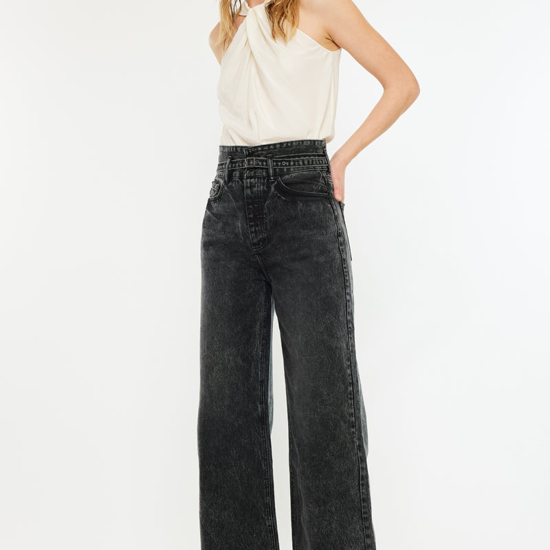 Zinc Ultra High Rise Belted 90's Wide Leg Jeans - Official Kancan USA