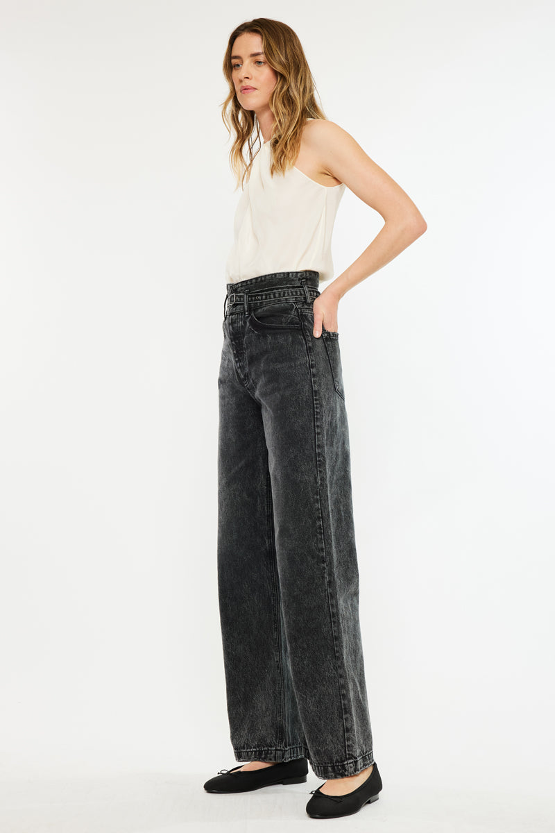 Zinc Ultra High Rise Belted 90's Wide Leg Jeans - Official Kancan USA