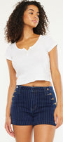 Marianna High Rise Striped Shorts - Official Kancan USA