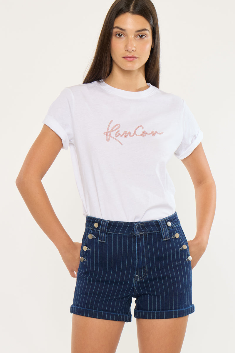 Marianna High Rise Striped Shorts - Official Kancan USA