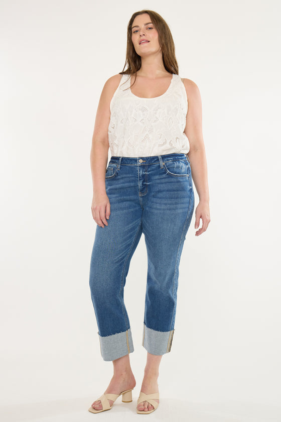 Gisela Mid Rise Crop Straight Jeans (Plus Size) - Official Kancan USA