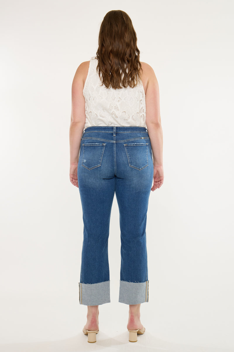 Gisela Mid Rise Crop Straight Jeans (Plus Size) - Official Kancan USA