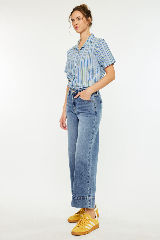 Nessa High Rise Crop Wide Leg Jeans - Official Kancan USA