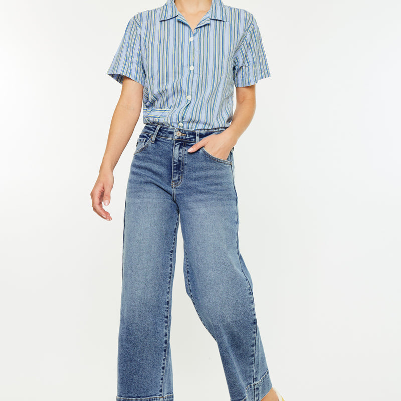 Nessa High Rise Crop Wide Leg Jeans - Official Kancan USA