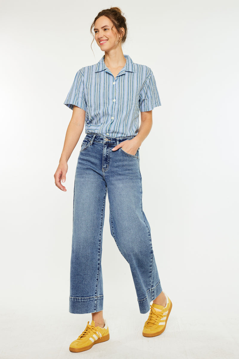 Nessa High Rise Crop Wide Leg Jeans - Official Kancan USA