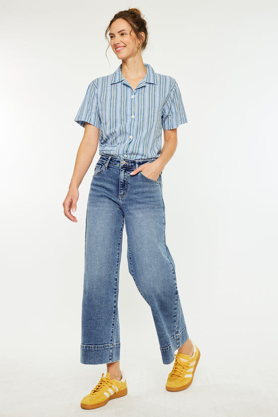 Nessa High Rise Crop Wide Leg Jeans - Official Kancan USA