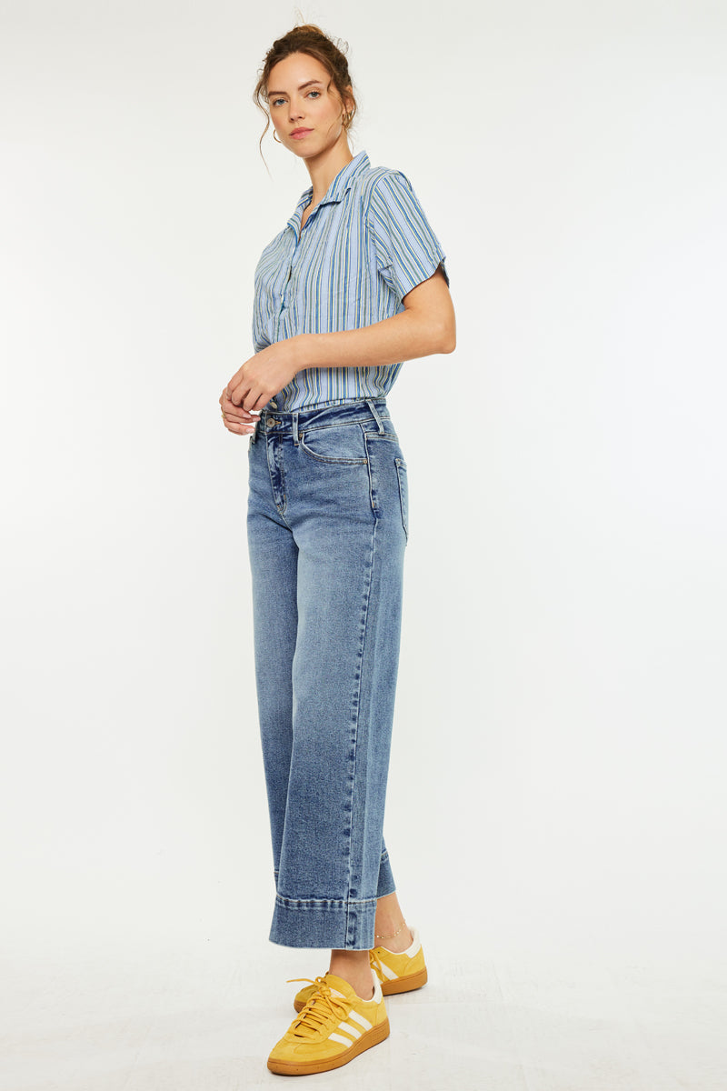 Nessa High Rise Crop Wide Leg Jeans - Official Kancan USA