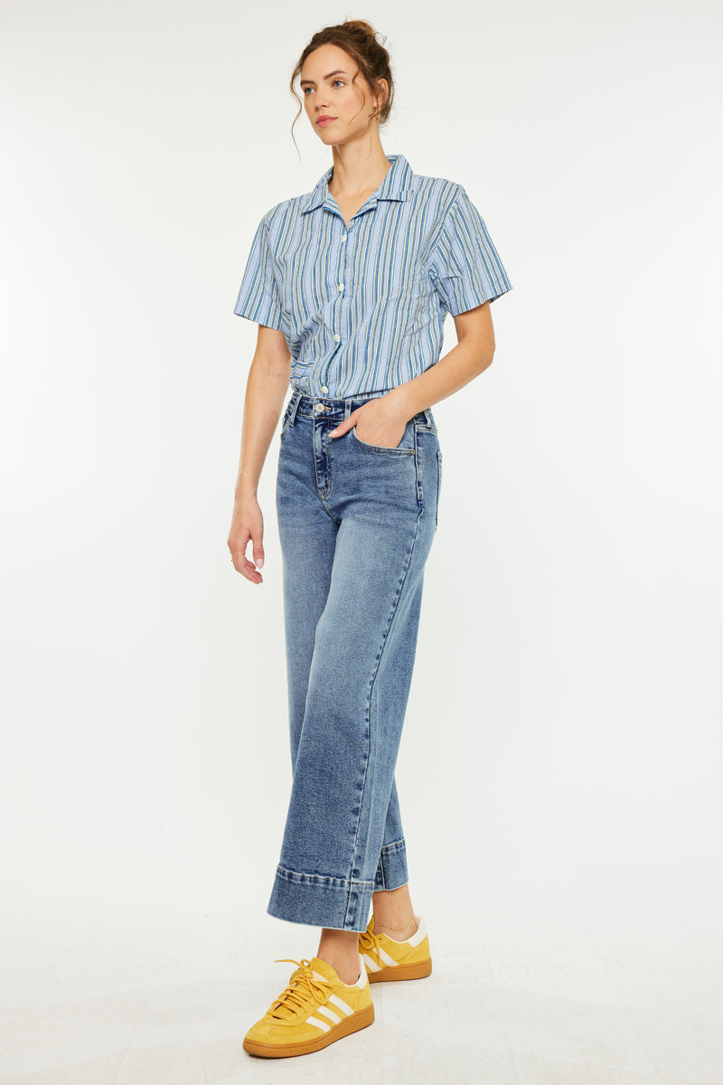 Nessa High Rise Crop Wide Leg Jeans - Official Kancan USA