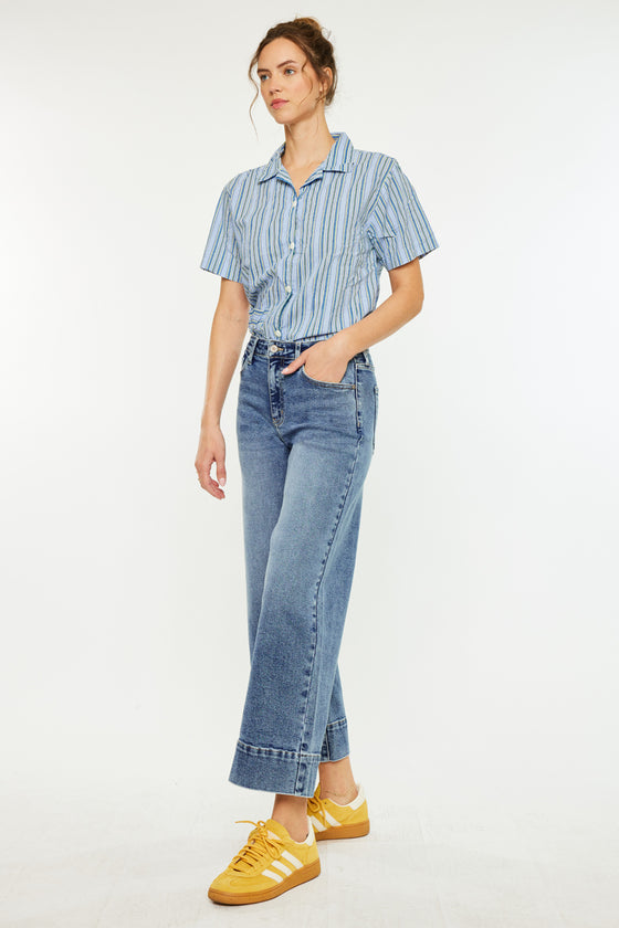 Nessa High Rise Crop Wide Leg Jeans - Official Kancan USA