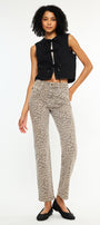 Pheonix High Rise Leopard Straight Jeans - Official Kancan USA