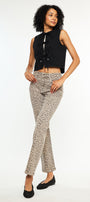 Pheonix High Rise Leopard Straight Jeans - Official Kancan USA