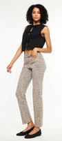 Pheonix High Rise Leopard Straight Jeans - Official Kancan USA
