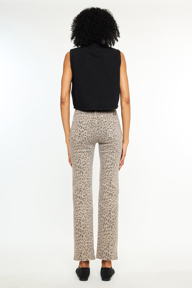 Pheonix High Rise Leopard Straight Jeans - Official Kancan USA