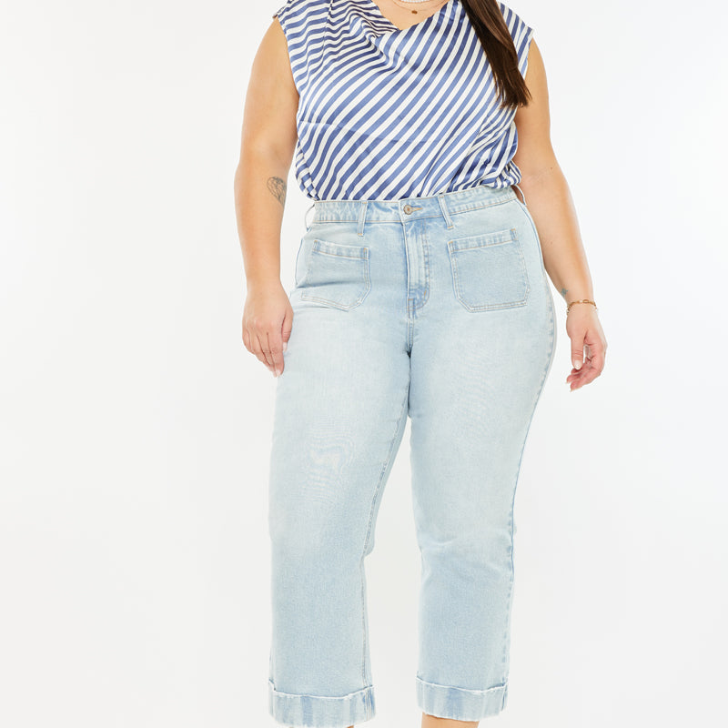 Abigail High Rise Cropped Flare Jeans (Plus size) - Official Kancan USA