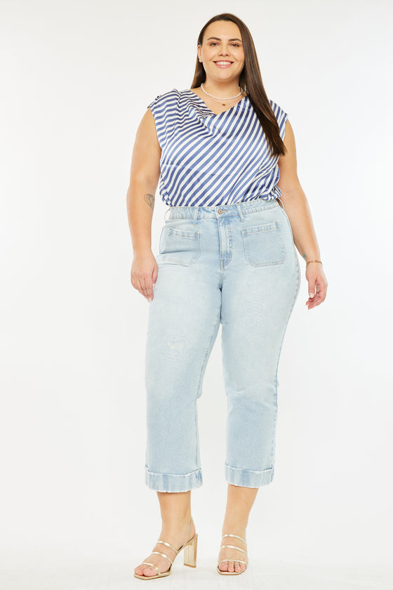 Abigail High Rise Cropped Flare Jeans (Plus size) - Official Kancan USA