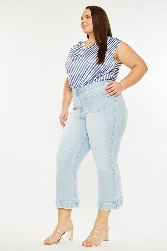 Abigail High Rise Cropped Flare Jeans (Plus size) - Official Kancan USA