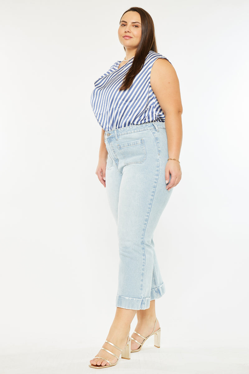 Abigail High Rise Cropped Flare Jeans (Plus size) - Official Kancan USA