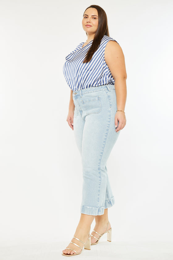 Abigail High Rise Cropped Flare Jeans (Plus size) - Official Kancan USA