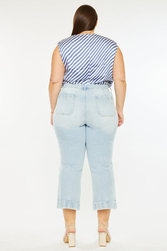 Abigail High Rise Cropped Flare Jeans (Plus size) - Official Kancan USA