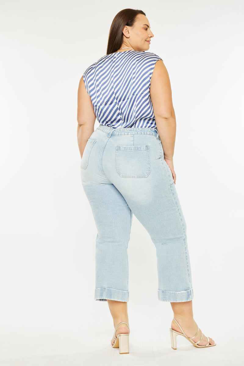 Abigail High Rise Cropped Flare Jeans (Plus size) - Official Kancan USA
