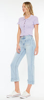 Angelina Mid Rise Relaxed Cropped Flare Jeans - Official Kancan USA
