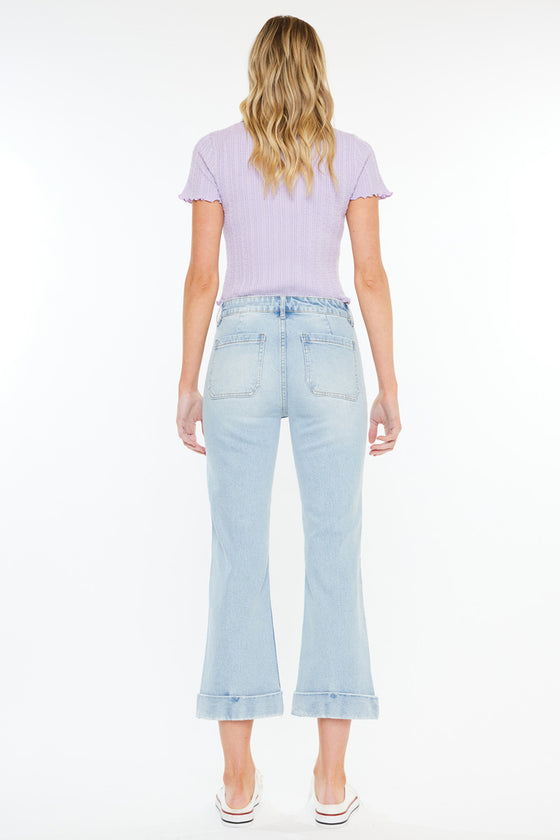 Angelina Mid Rise Relaxed Cropped Flare Jeans - Official Kancan USA