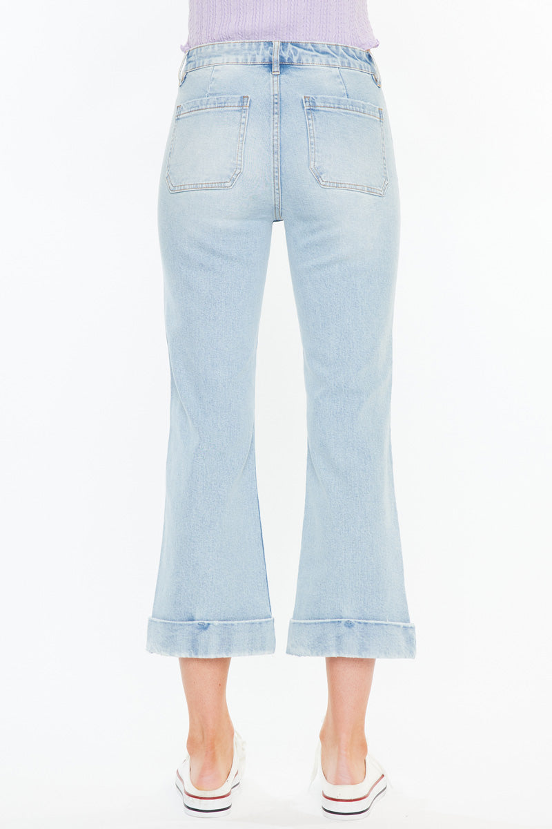 Angelina Mid Rise Relaxed Cropped Flare Jeans - Official Kancan USA