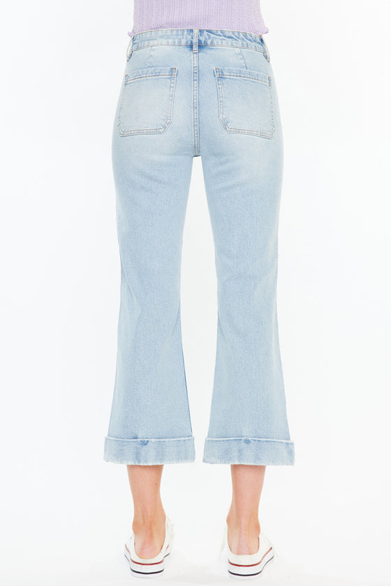 Angelina Mid Rise Relaxed Cropped Flare Jeans - Official Kancan USA