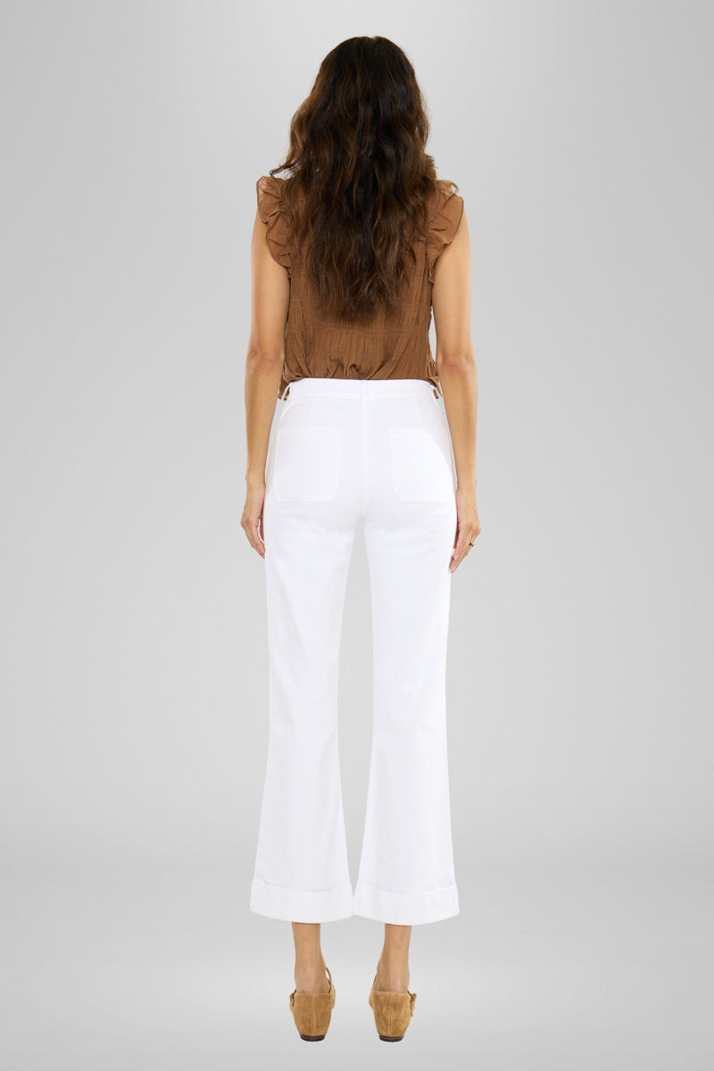 Abigail High Rise White Crop Flare