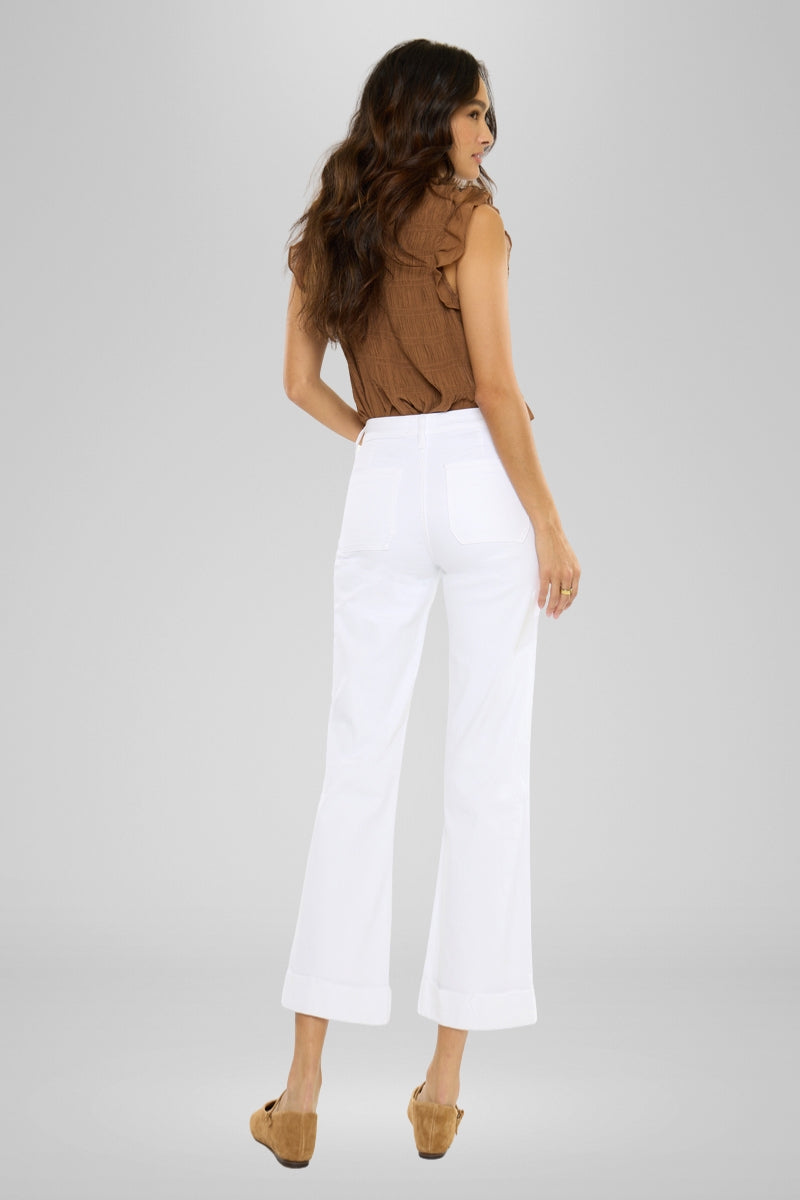 Abigail High Rise White Crop Flare
