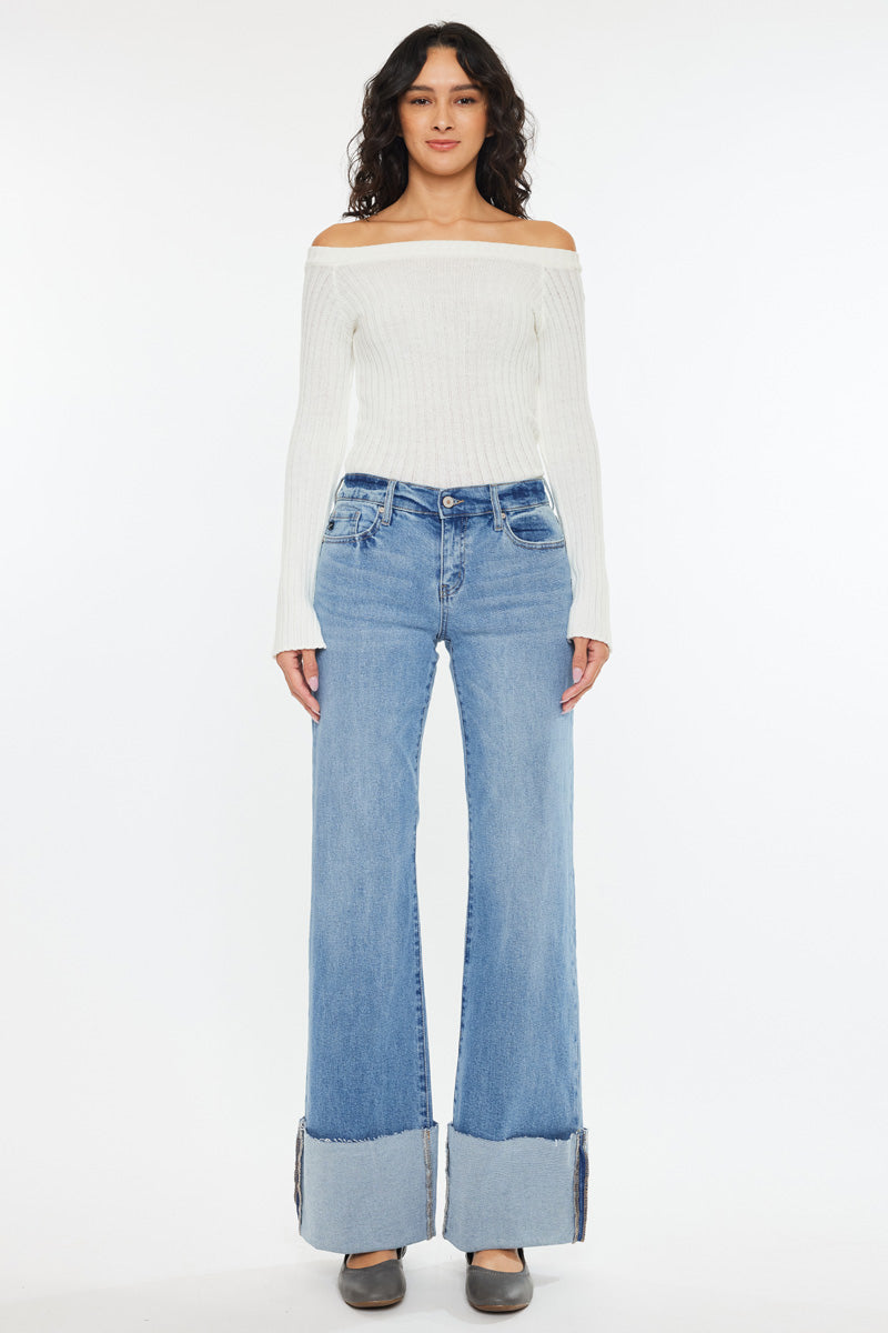 Emma Mid Rise Wide Leg Jeans - Official Kancan USA
