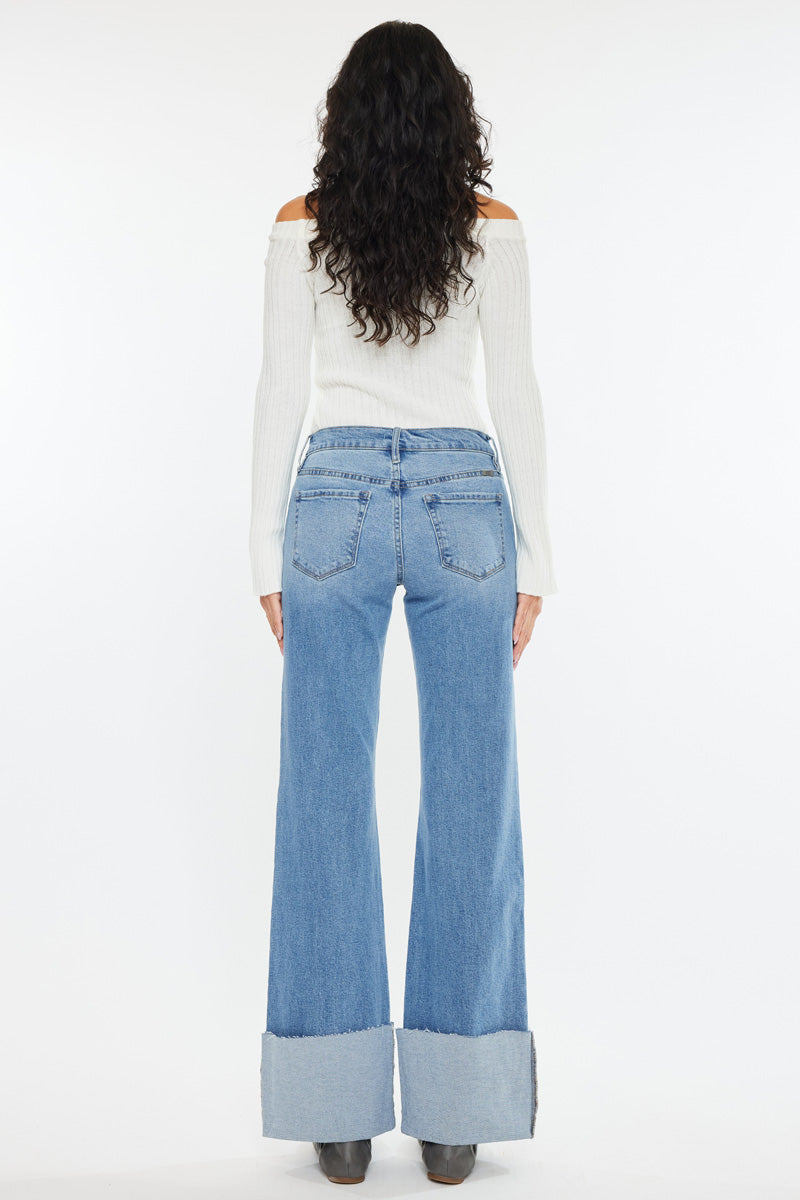 Emma Mid Rise Wide Flare Jeans | Flowy, On-Trend Fit – Kancan USA