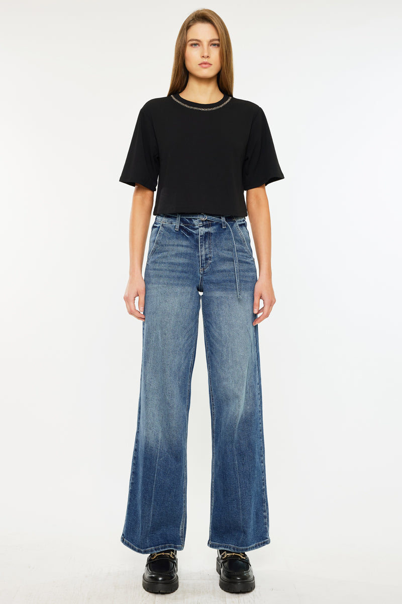 Leah Ultra High Rise Wide Leg Jeans - Official Kancan USA