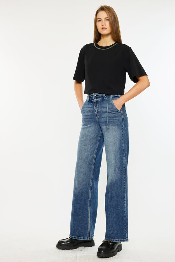 Leah Ultra High Rise Wide Leg Jeans - Official Kancan USA