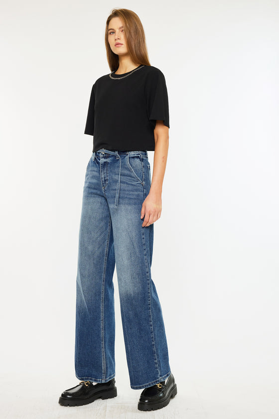 Leah Ultra High Rise Wide Leg Jeans - Official Kancan USA