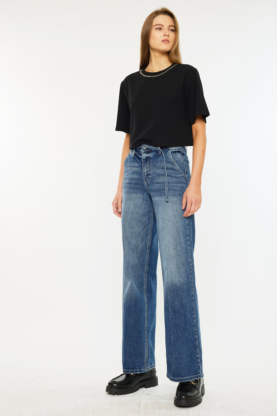 Leah Ultra High Rise Wide Leg Jeans - Official Kancan USA