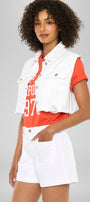 Jen High Rise Trouser Shorts – Light Wash Stretch Denim - Official Kancan USA