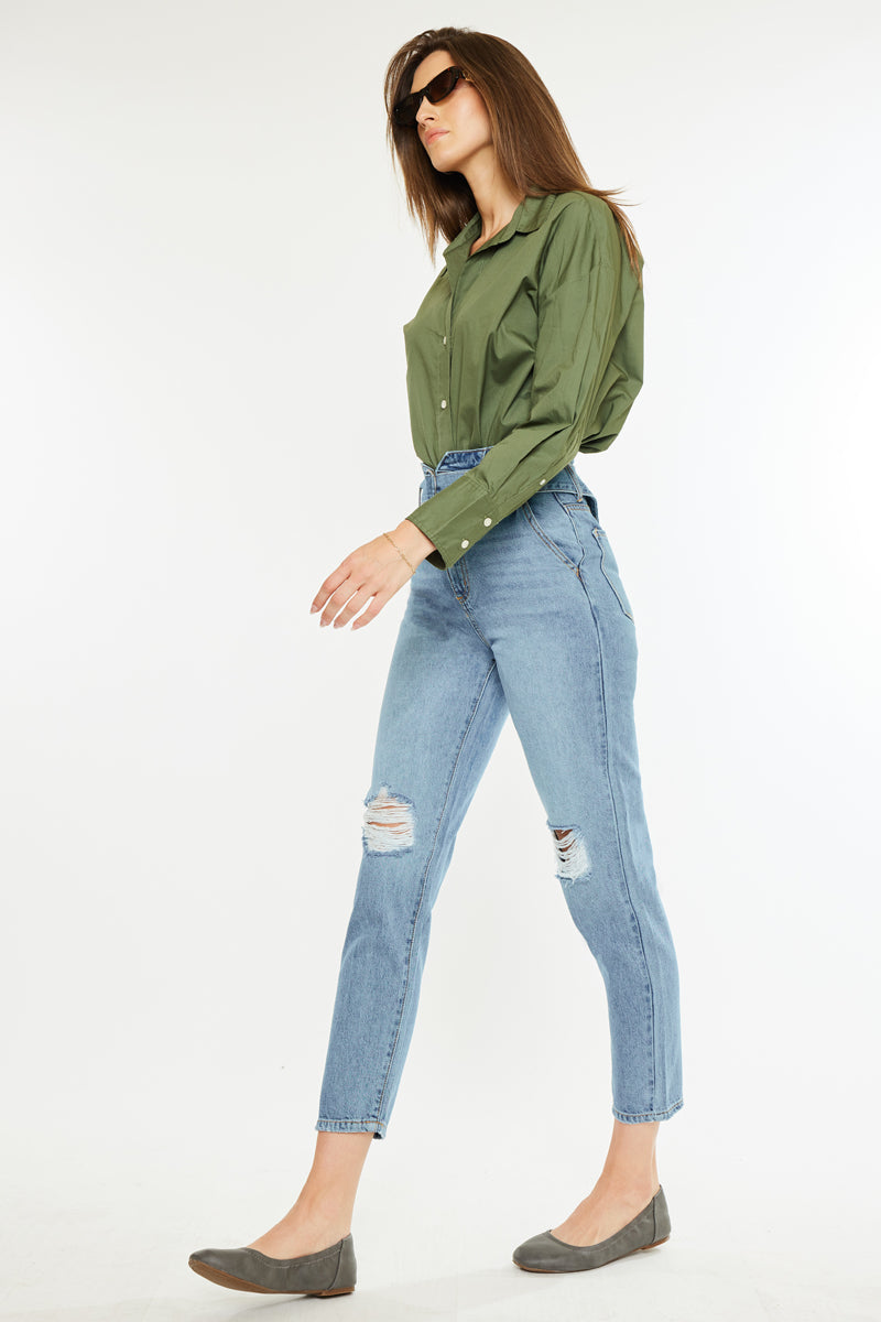 Blossom Ultra High Rise Belted Mom Jeans - Official Kancan USA
