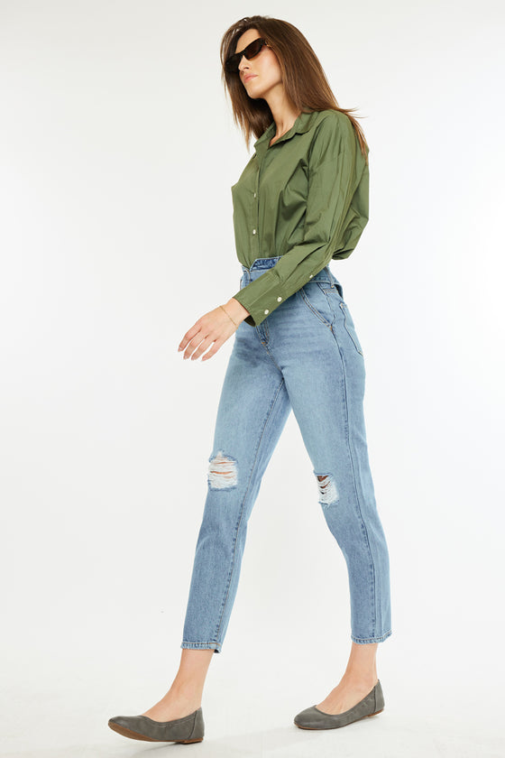Blossom Ultra High Rise Belted Mom Jeans - Official Kancan USA