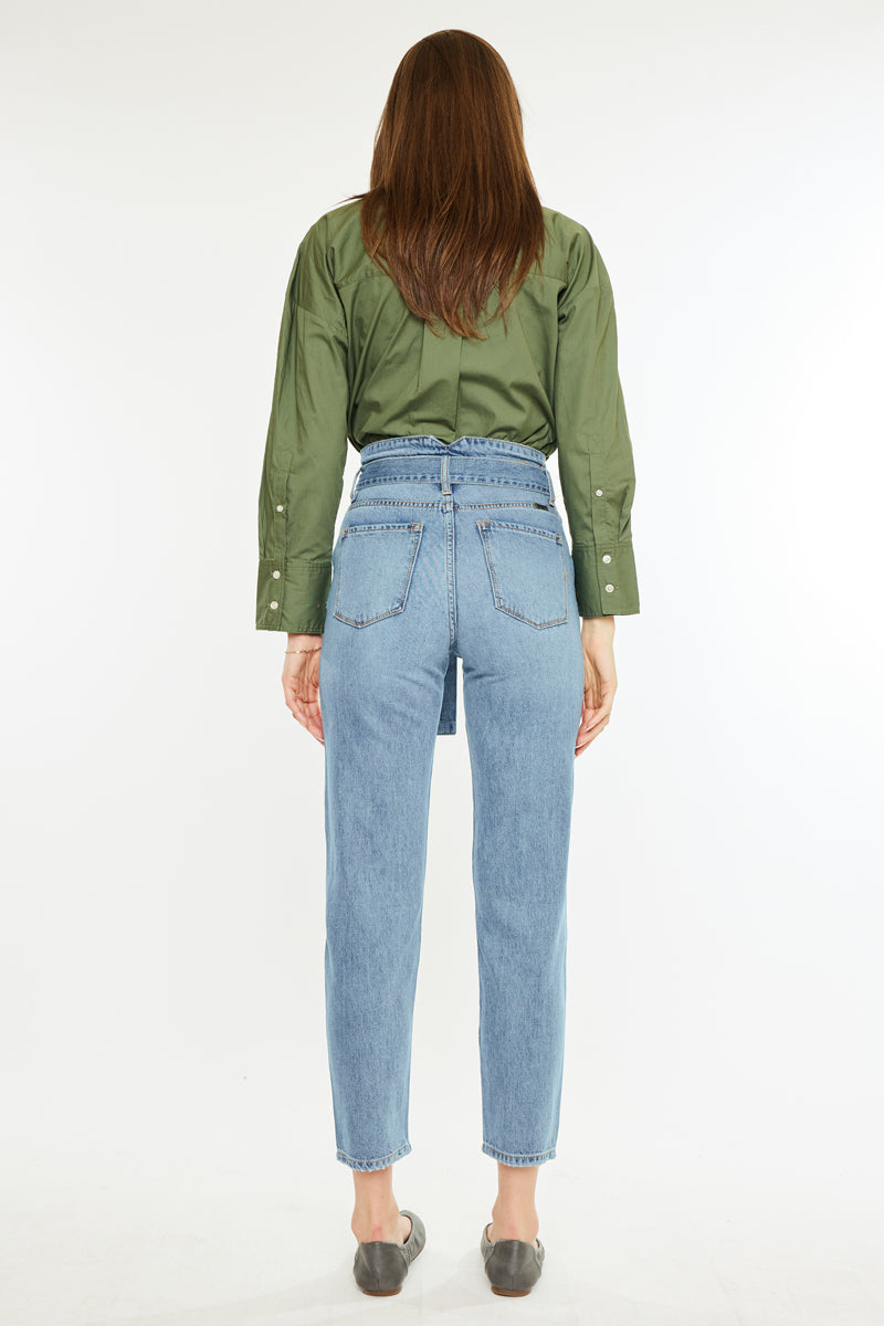 Blossom Ultra High Rise Belted Mom Jeans - Official Kancan USA